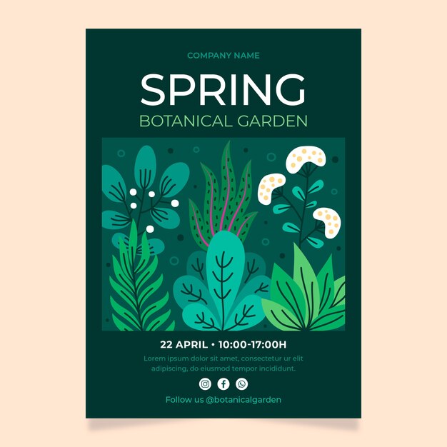 Cartel de jardín botánico de diseño plano