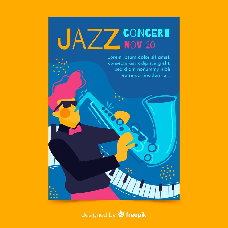 Vector gratuito cartel de jazz abstracto dibujado a mano de plantilla
