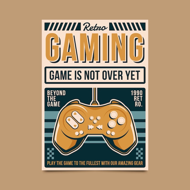 Cartel de juegos retro dibujado a mano