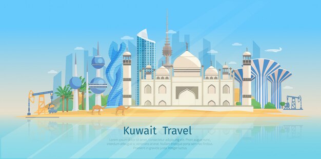 Cartel de Kuwait Skyline plana