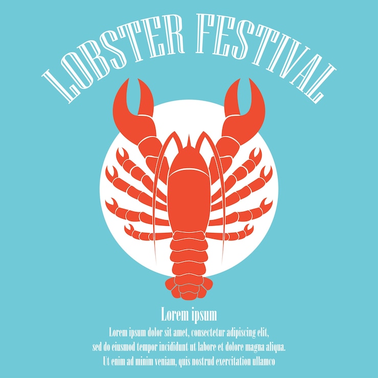 Vector gratuito cartel de la langosta para la plantilla del festival de la langosta. ilustración vectorial