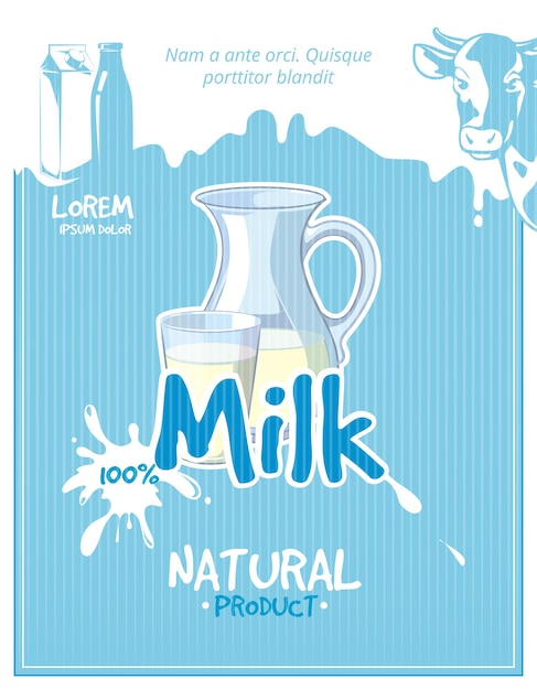 Vector gratuito cartel de leche vintage