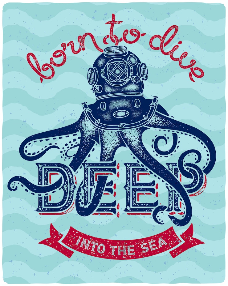 Vector gratuito cartel de letras con ilustración de pulpo