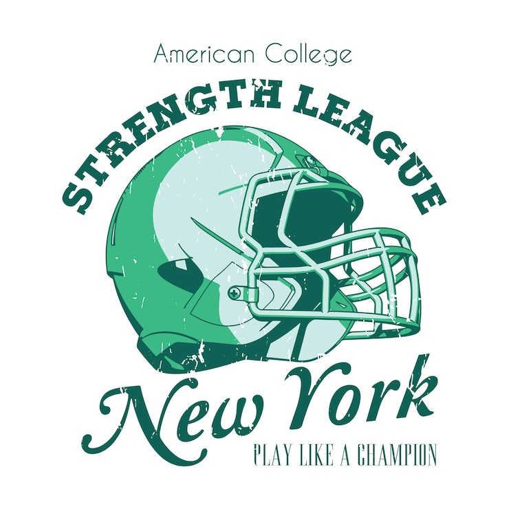 Vector gratuito el cartel de la liga de fuerza de nueva york con palabras juega como una ilustración de campeón