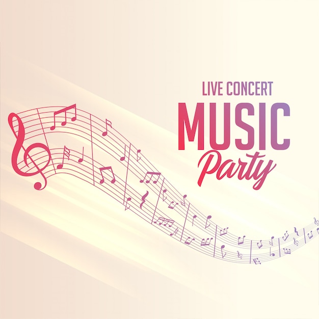 Cartel de líneas de notas musicales para eventos de fiesta.