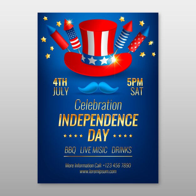Cartel de lujo del 4 de julio.