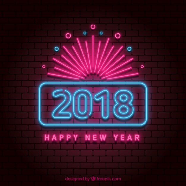 Cartel luminoso de neón de año nuevo 