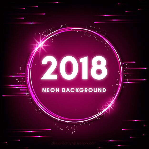 Cartel luminoso de neón de año nuevo 