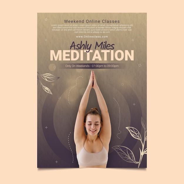 Vector gratuito cartel de meditación y atención plena.