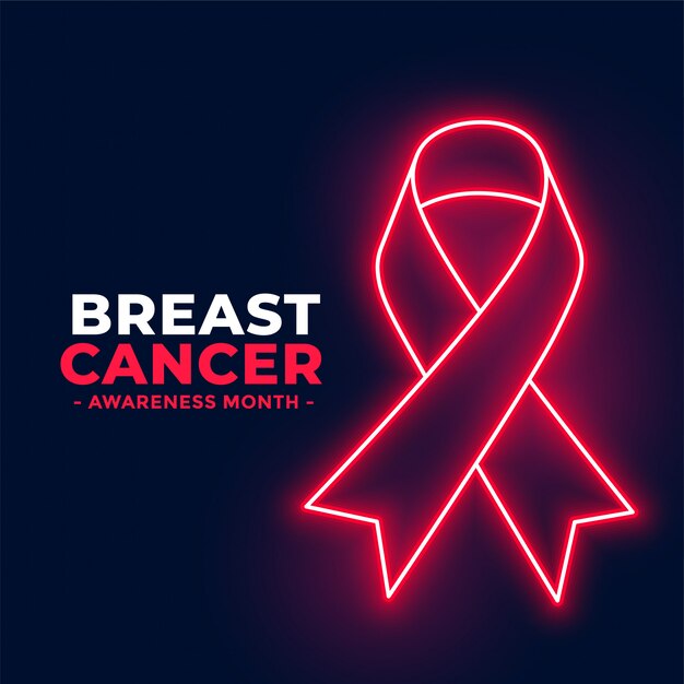 Cartel de mes de conciencia de cáncer de mama de estilo neón