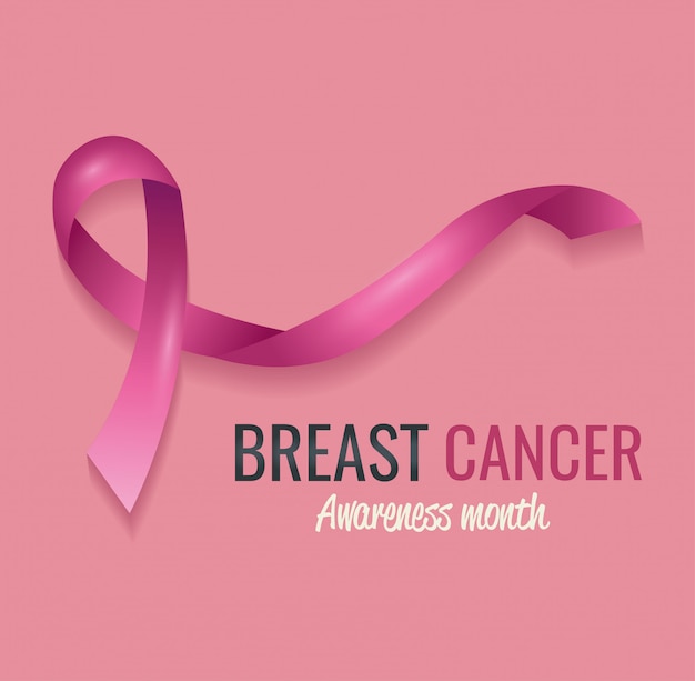 Cartel mes de concientización sobre el cáncer de mama con cinta