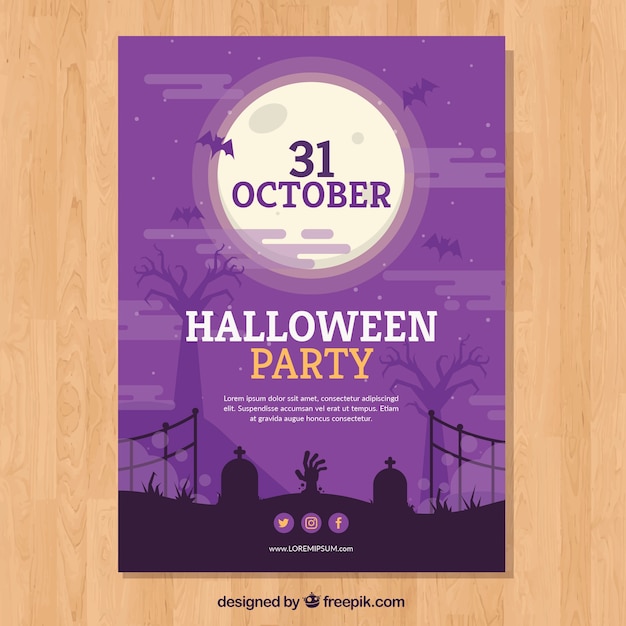 Cartel morado de fiesta de halloween