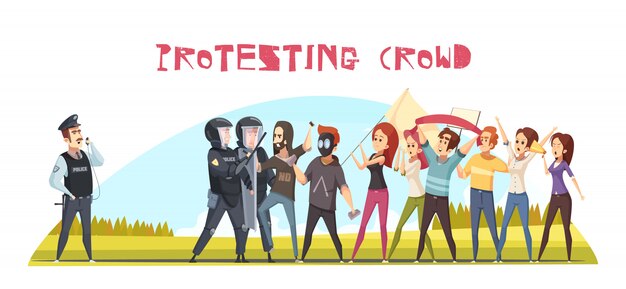 Cartel de multitud protestando