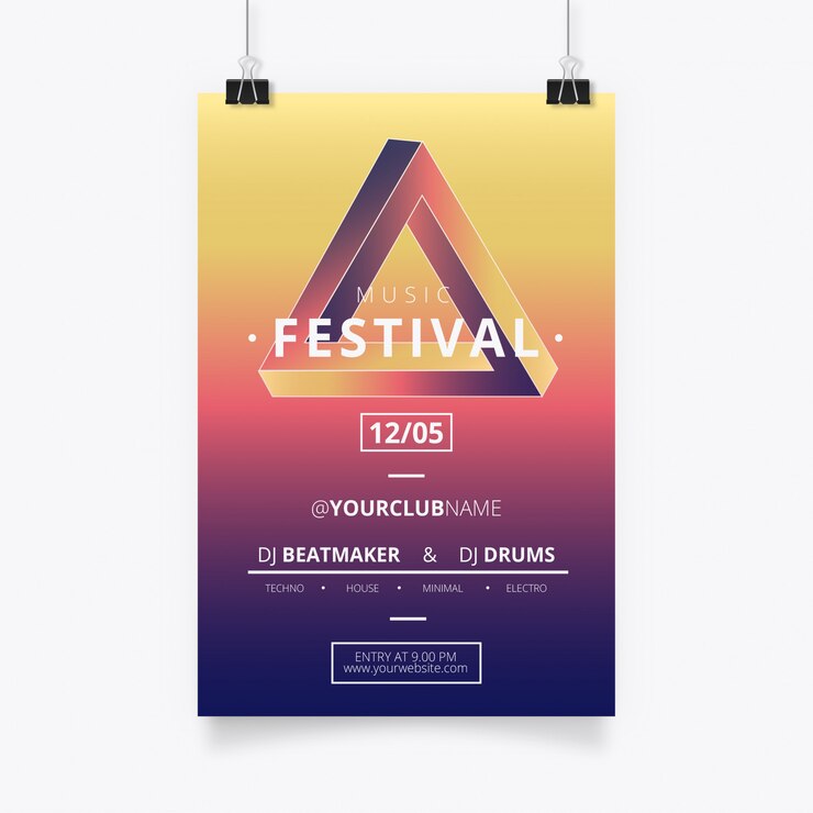 Vector gratuito cartel de música moderna con triángulo de penrose
