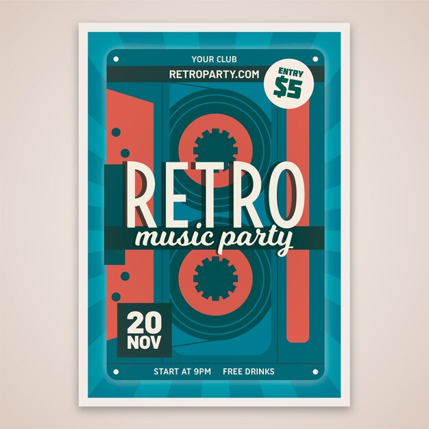 Cartel de música retro de plantilla