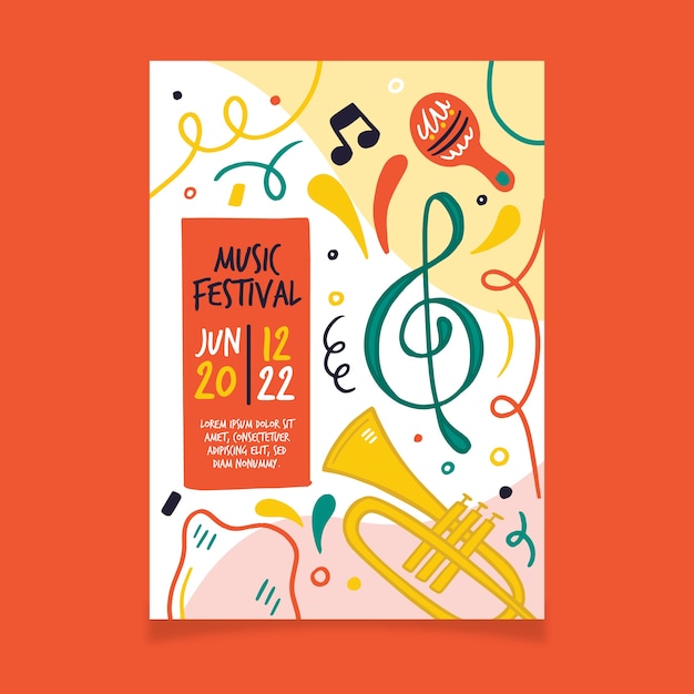 Vector gratuito cartel musical con tuba