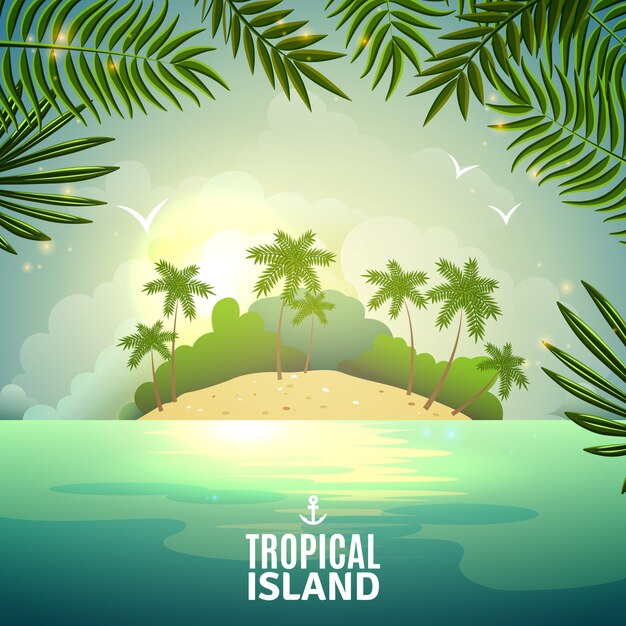Cartel de naturaleza isla tropical