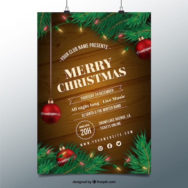 Vector gratuito cartel de navidad de madera