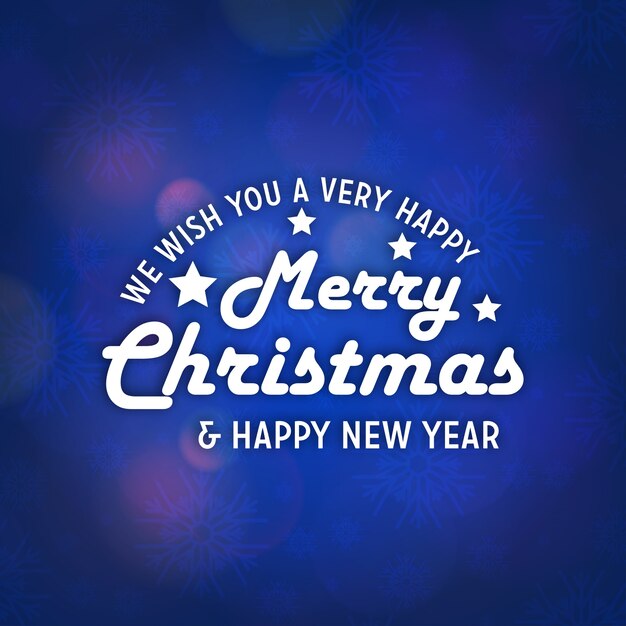 Cartel de Navidad con tipografía creativa de Navidad sobre fondo abstracto azul