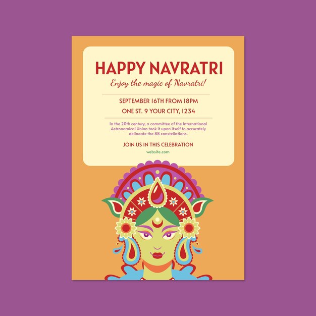 Cartel navratri feliz colorido dibujado a mano