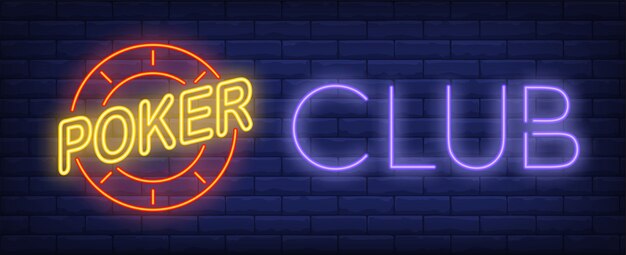 Cartel de neón del club de poker