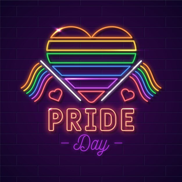 Cartel de neón del día del orgullo realista