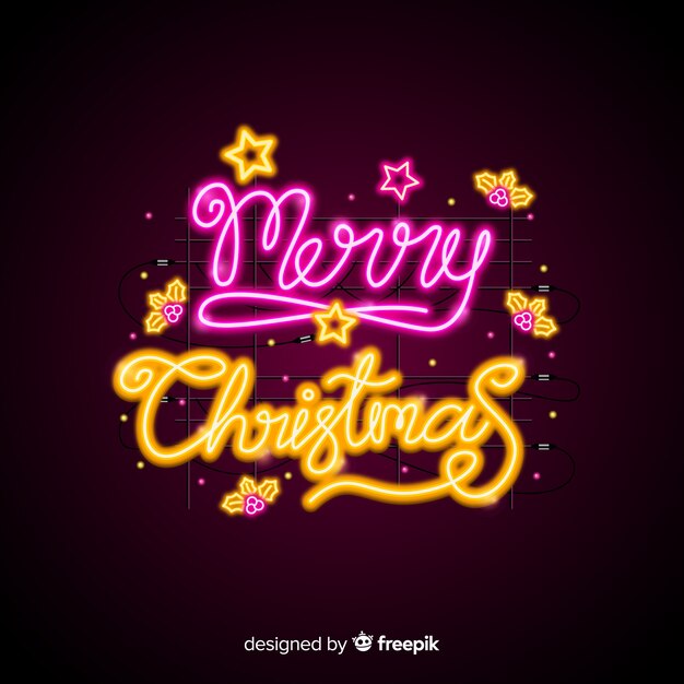 Cartel neón felicitación navidad