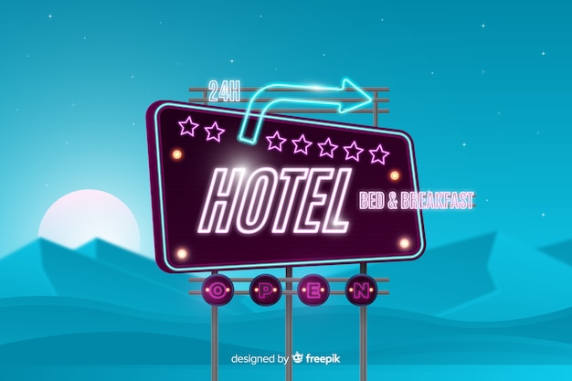 Cartel neon de hotel