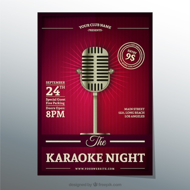 Vector gratuito cartel de la noche de karaoke