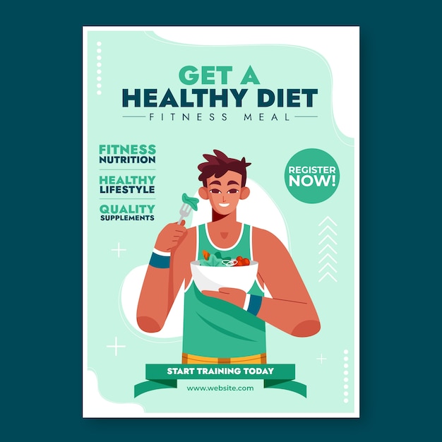 Vector gratuito cartel de nutrición fitness dibujado a mano