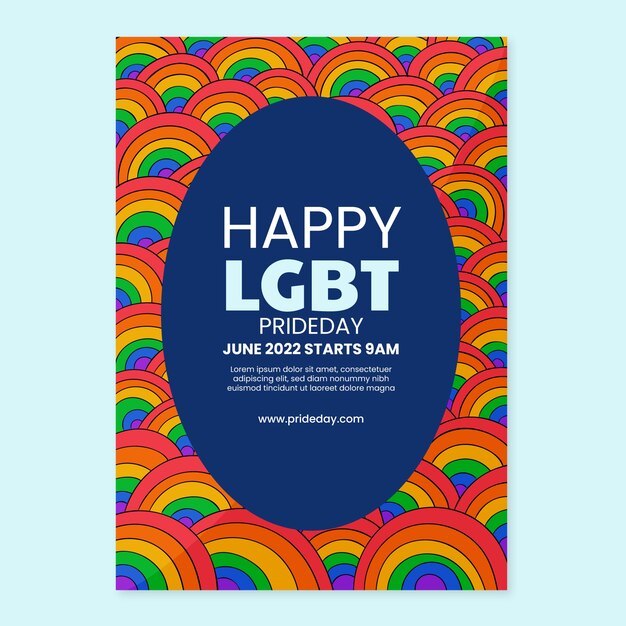 Cartel o folleto lgbt dibujado a mano del mes del orgullo