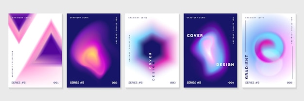 Vector gratuito cartel o plantilla de portada con elementos de forma abstracta de gradiente iridescente de color neón fluido