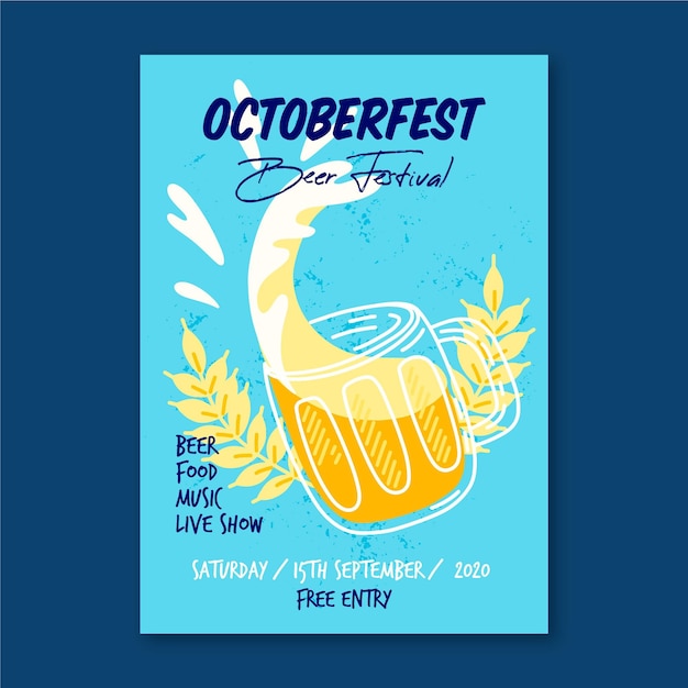 Vector gratuito cartel de la oktoberfest con cerveza
