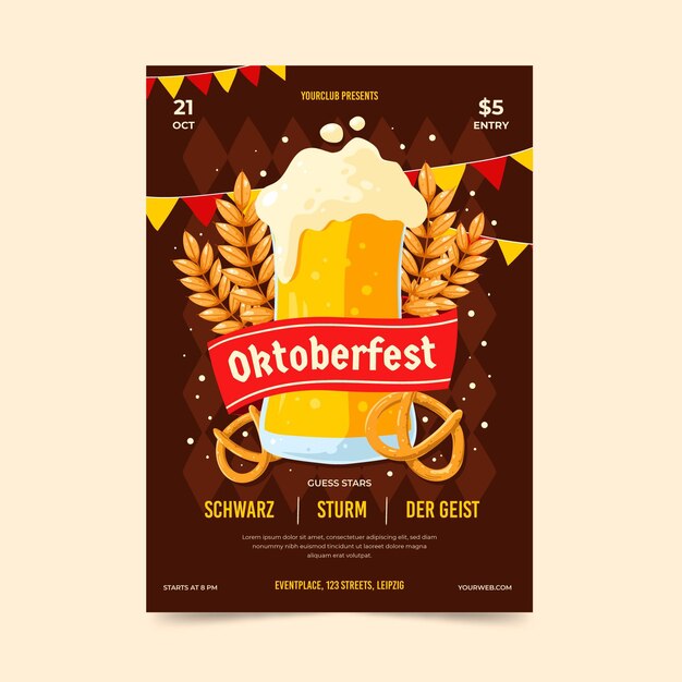 Cartel de oktoberfest dibujado a mano