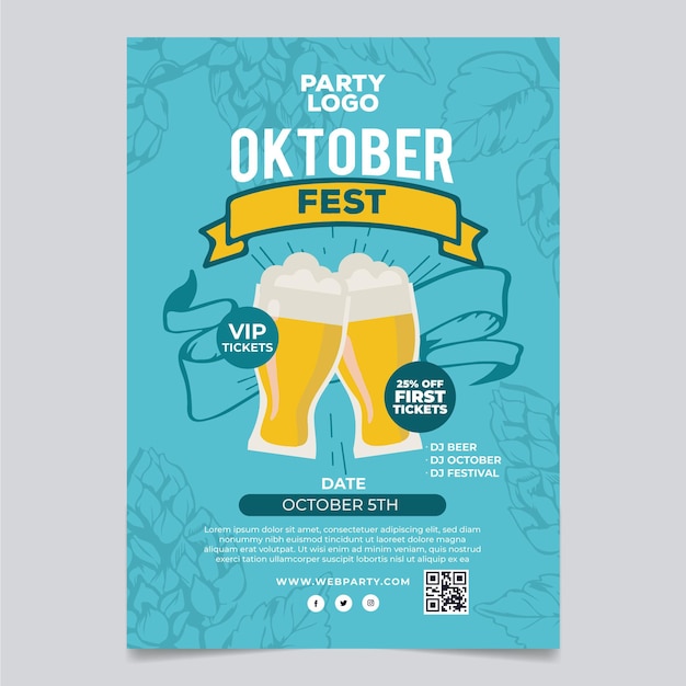 Cartel de oktoberfest de diseño plano