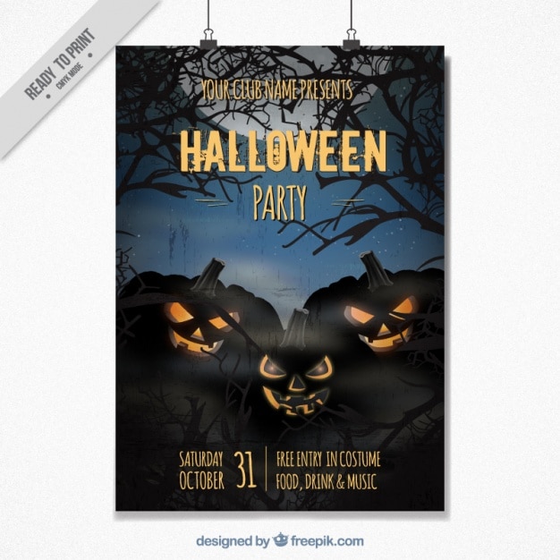 Vector gratuito cartel oscuro de fiesta de halloween