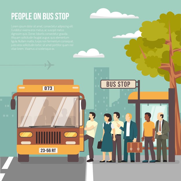 Cartel de la parada de autobús de la ciudad