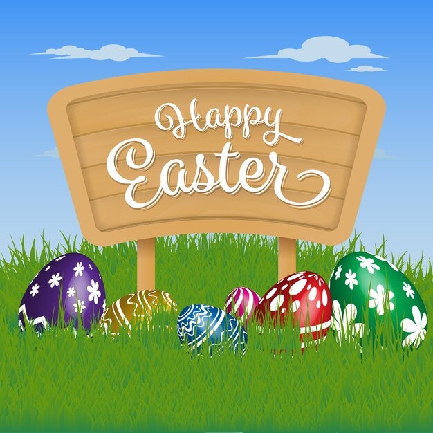 Cartel de pascua con huevos