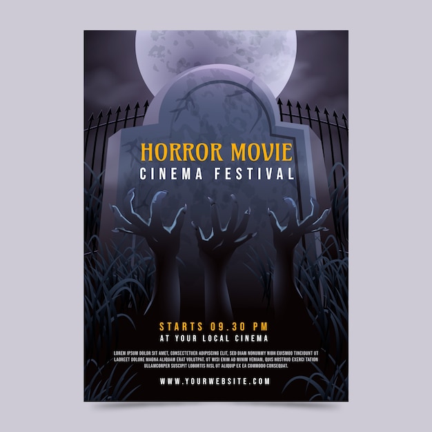 Vector gratuito cartel de película de terror realista