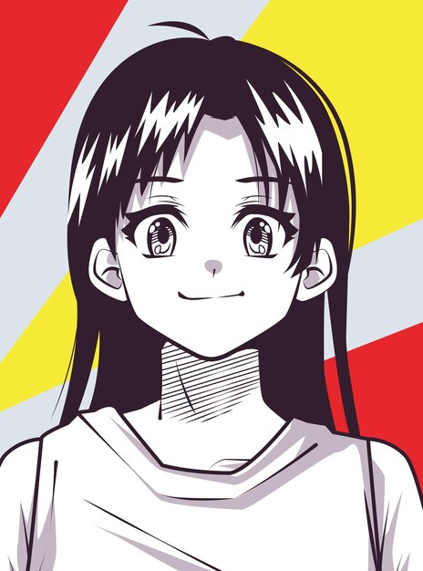 cartel de personaje de anime de niña sonriente