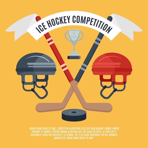 Vector gratuito cartel plano de la competencia de hockey sobre hielo