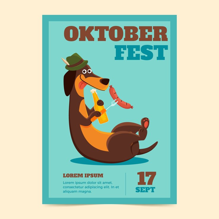 Vector gratuito cartel plano dibujado a mano de oktoberfest