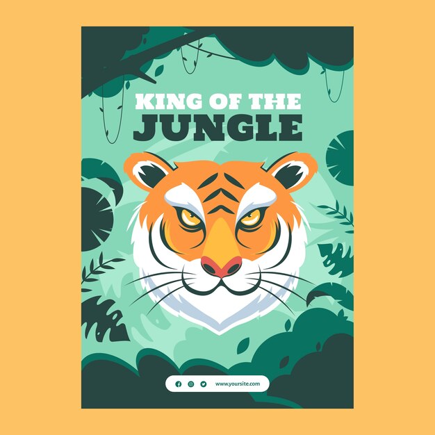Cartel plano dibujado a mano rey de la selva