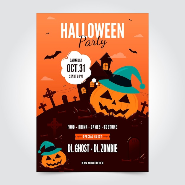 Cartel plano de fiesta de halloween