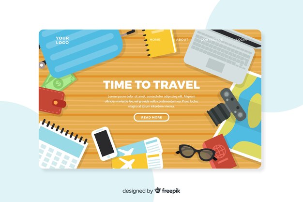 Cartel plano landing page de viaje