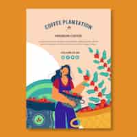 Vector gratuito cartel de plantación de café de diseño plano