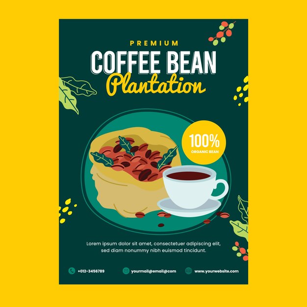 Cartel de plantación de café de diseño plano