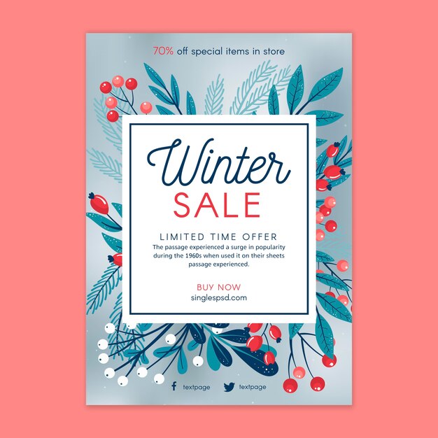 Cartel de plantilla de rebajas de invierno