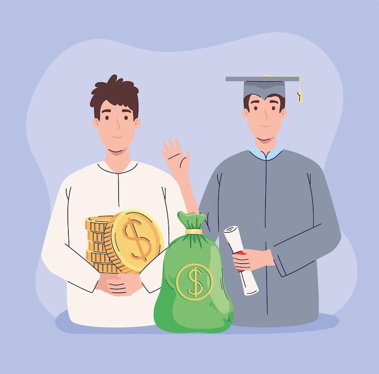 Vector gratuito cartel de préstamos estudiantiles o becas