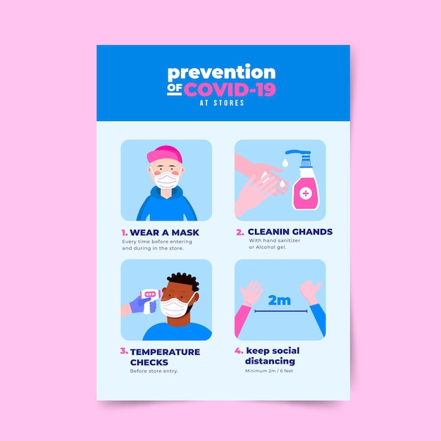 Vector gratuito cartel de prevención de coronavirus para diseño de tiendas